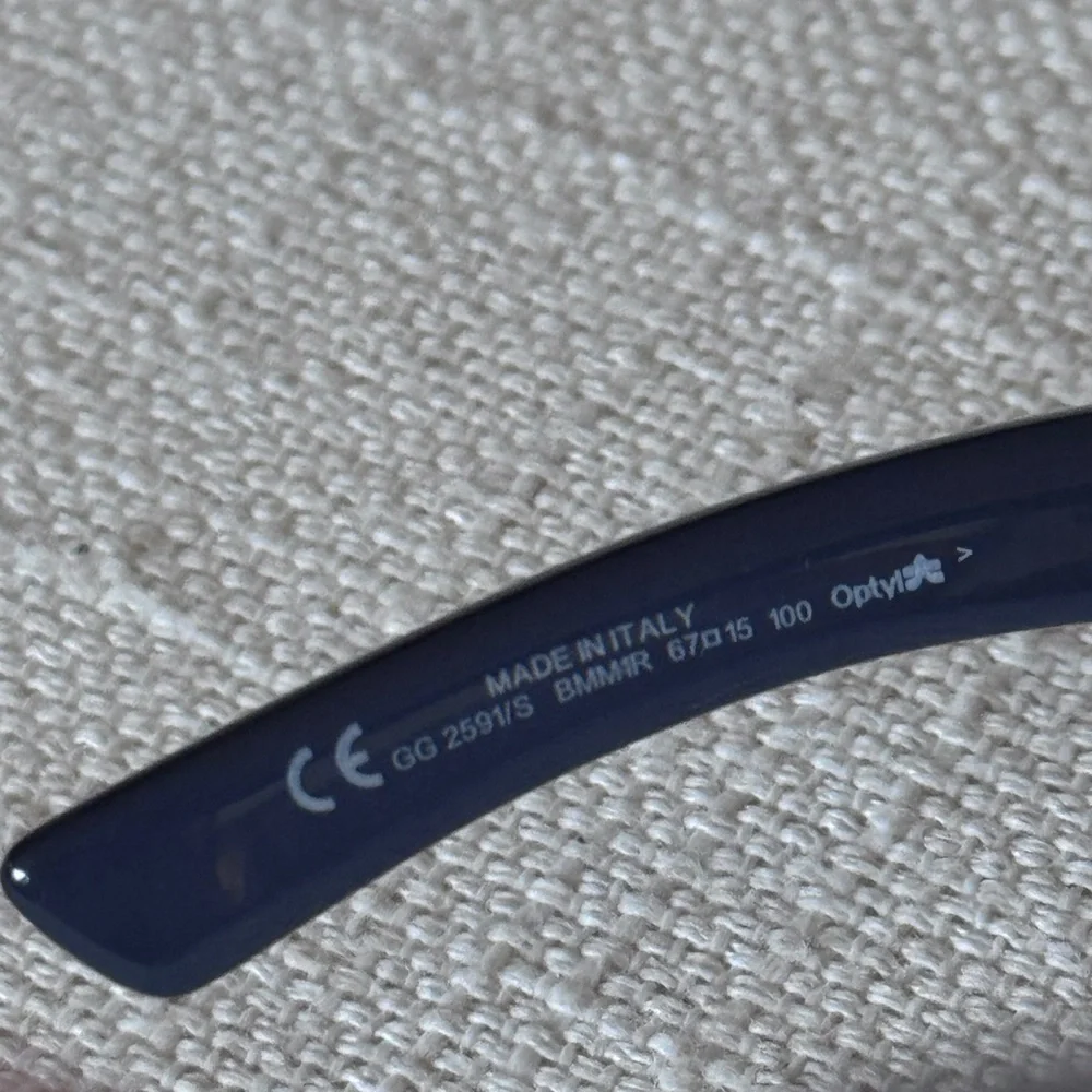 Gucci Sunglasses Oversized Logo Square Shield Navy Buckle Logo Monogram GG‎ 9591